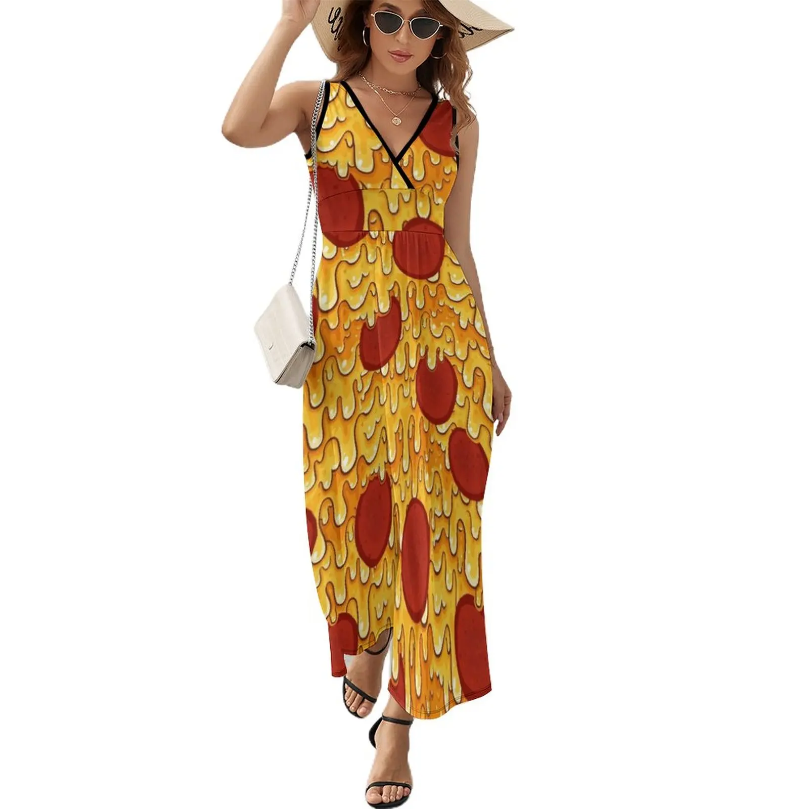 

Pepperoni Pizza Pattern Sleeveless Dress dress summer Clothing sexy dress