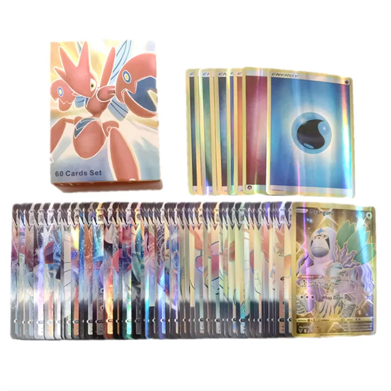 60-120Pcs/Set Pokemons Cards Pikachu Shining GX EX VMAX V MEGA TRAINER ENERGY Trading Collection Game Battle Cards Toy Gifts