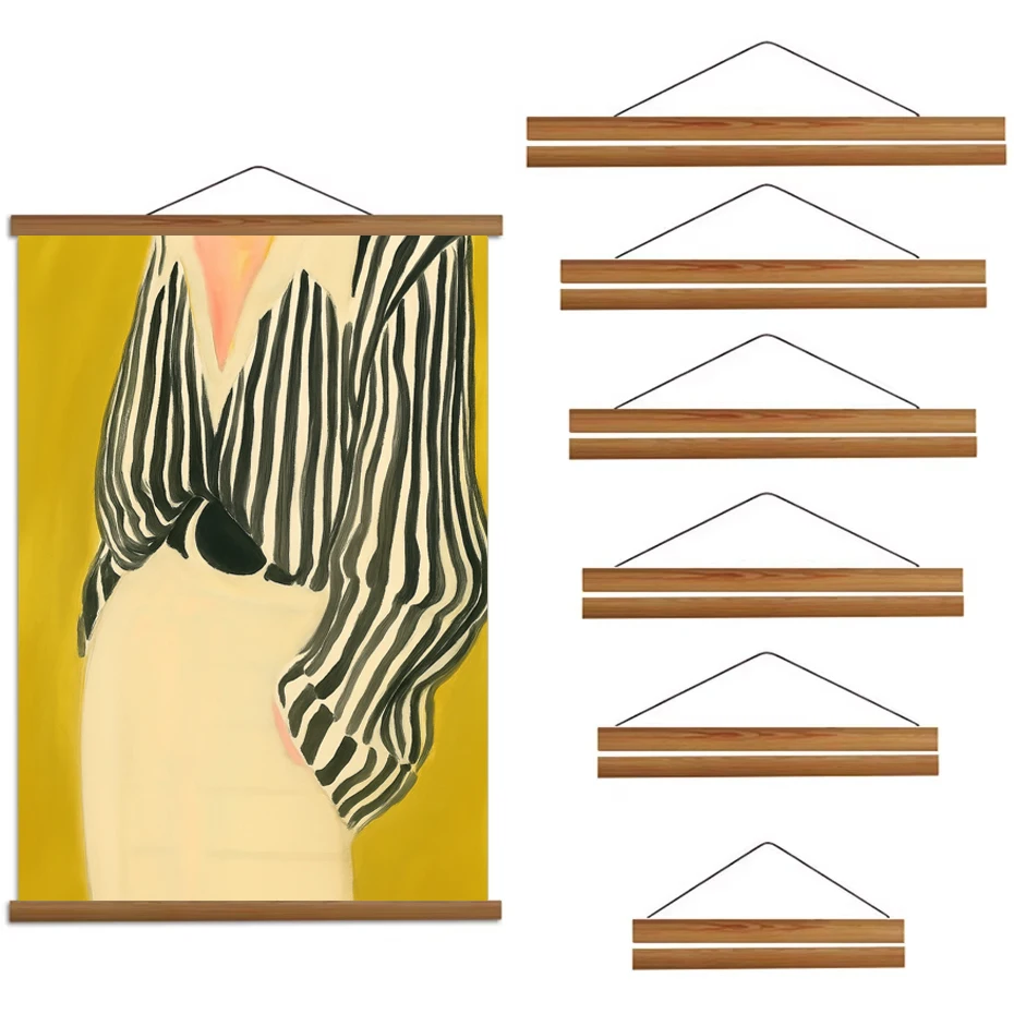 1PC Magnetic Wooden Picture Poster Hanger Frames Photos Wall Art Canvas Print Painting Teak Pine Wood Living Room Home Decor