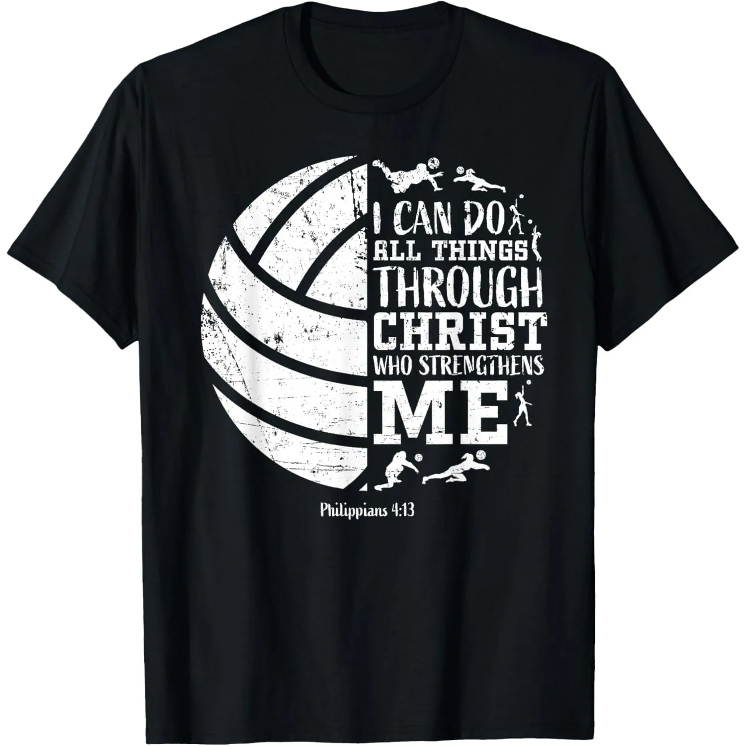 Christian Volleyball Graphic Tee Christian Verse Print Men Casual Crewneck T-Shirt