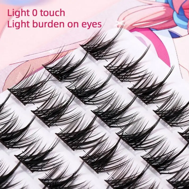 1/2PCS No Makeup Fake Eyelashes Lifelike 3d False Eyelashes Lasting Fluffy False Eyelashes Curly Easy To Remove Light Nature