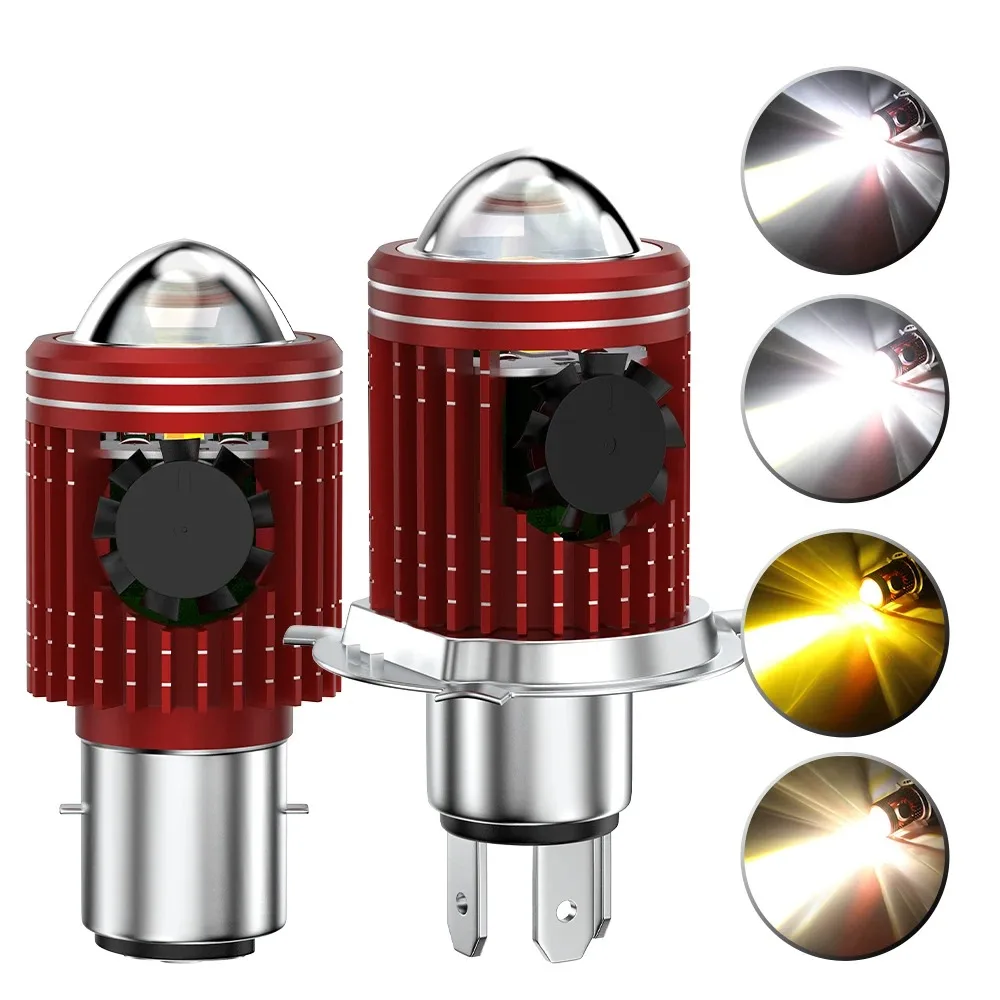 1Pc BA20D H4 H6 LED Moto Headlight Built‑in Fan Lens Design High Low Beam Super Bright Headlamp For Motorcycle Scooter Auto Acce