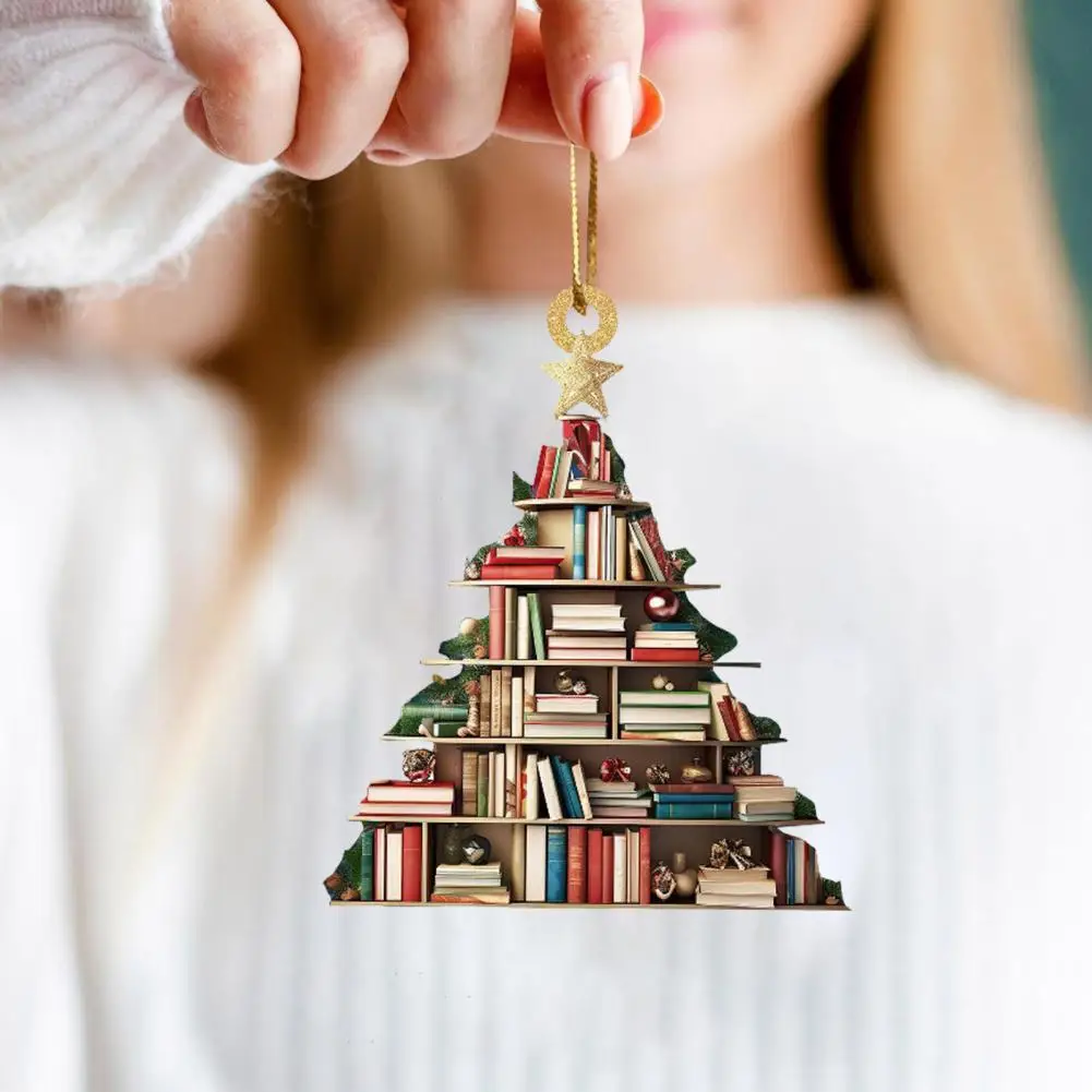 Holiday Memory Decoration Festive Christmas Tree Pendant Bookshelf Ornament Set for Indoor Outdoor Holiday Decor Acrylic Tree