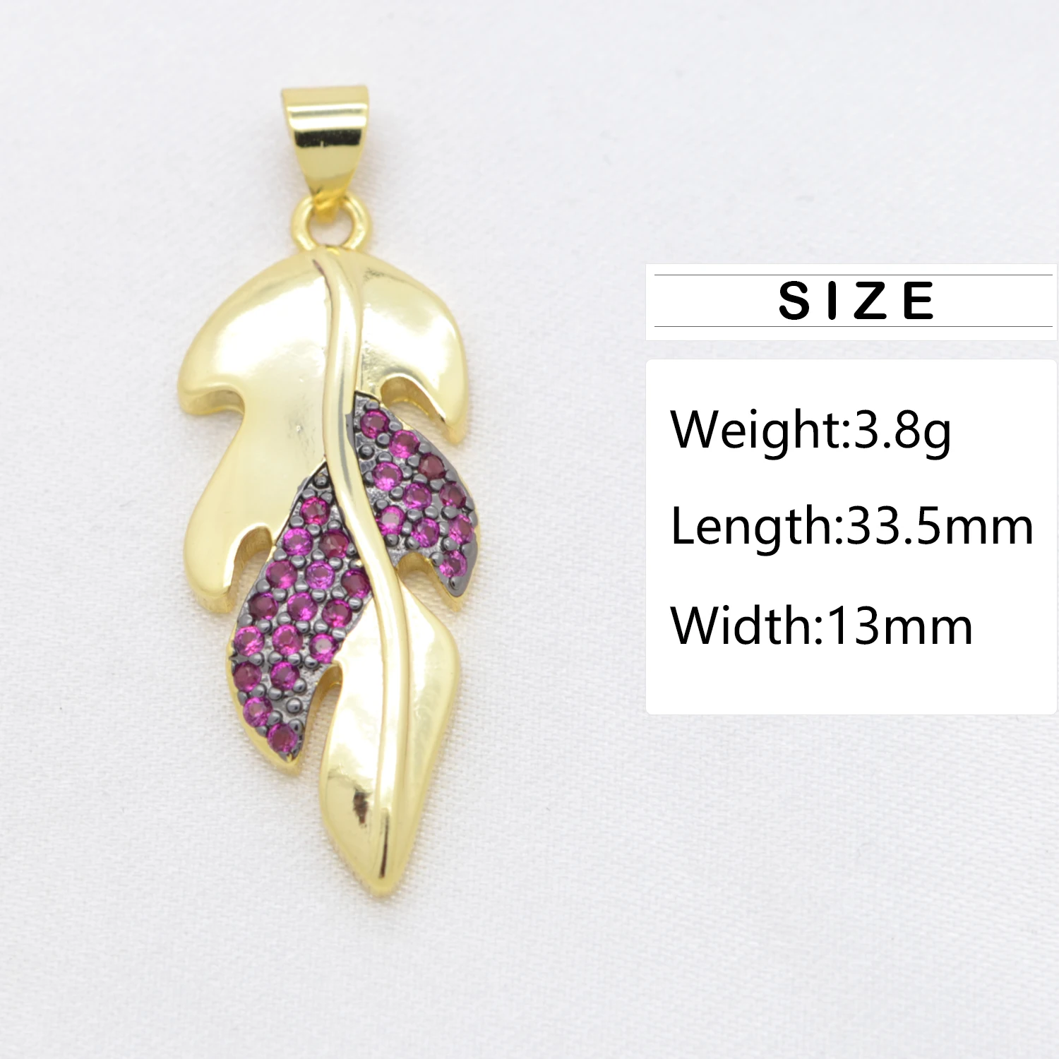 Zircon Leaf Charm Sweet Golden Leaves Pendant Gold Plated Brass Findings Handmade Necklace Earrings for Jewelry Accessories