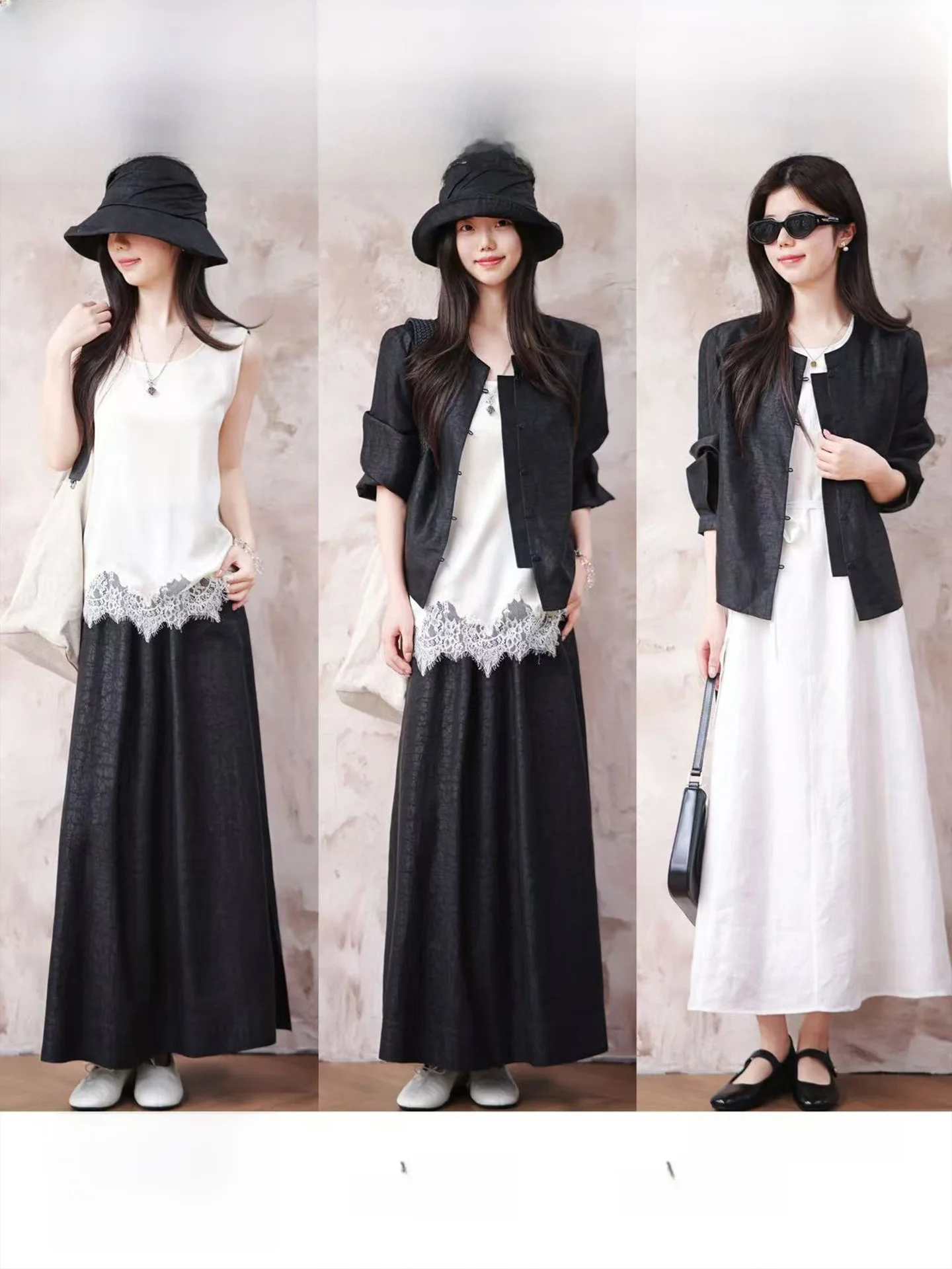 

Женский костюм Zhaodaohui Black Gold Fragrance Cloud Silk: традиционный узор с эффектом кракле, укороченный жакет на пуговицах