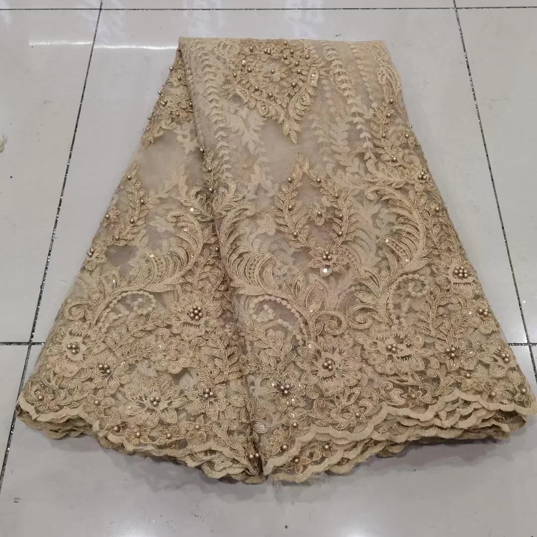 White lace fabric for wedding dress,African lace fabric 2021 high quality lace,french lace fabric with sequins new 5yards KW008