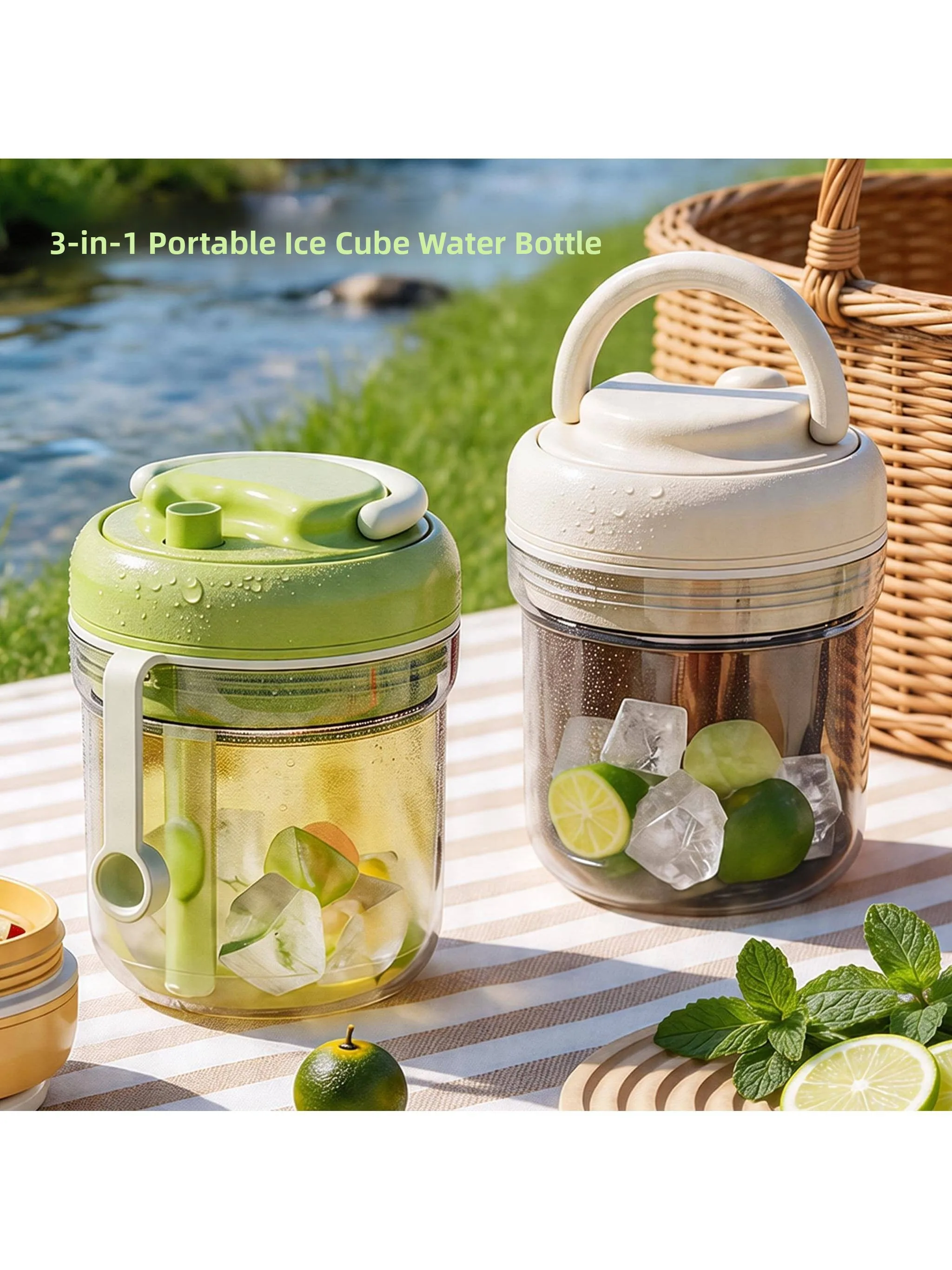 Three-in-One Ice Tray Water Cup Fruit Ice Maker Food Grade Ice Box Water Bottle Portable Foldable Home Use Cup Storage