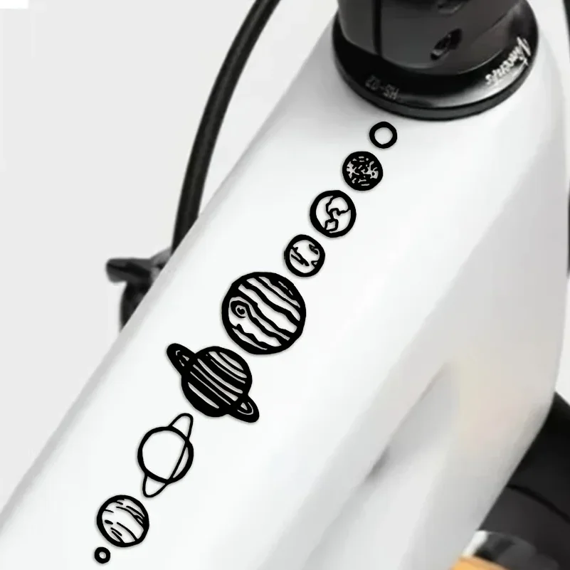 Galaxy Bicycle Stickers Waterproof UV Resistant PET Space Theme 5 Planet Patterns for Mountain Bike