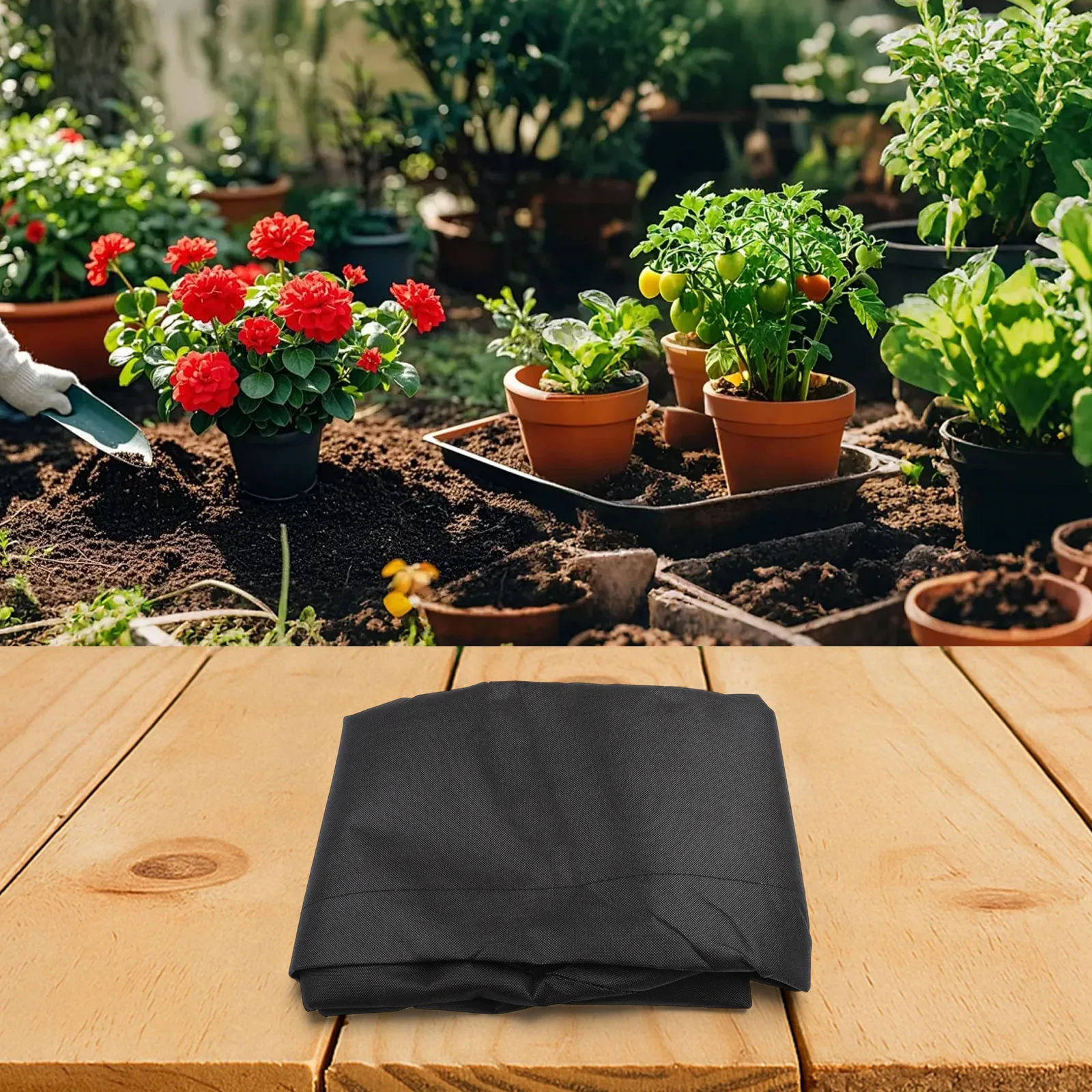 Winter black plant pot cover 65 by 70 cm made of PP material insulation for protecting potted plants from frost