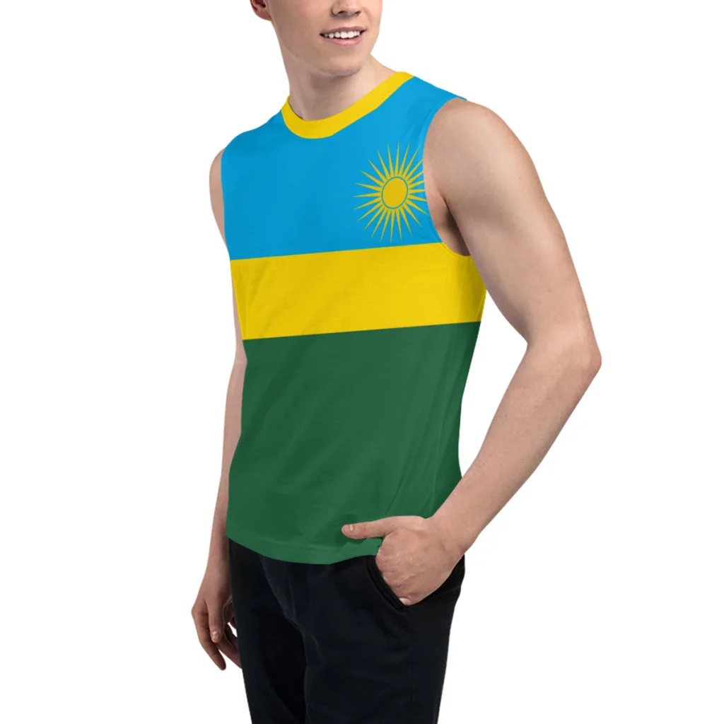 Sleeveless T-shirt Rwanda Flag 3D Men's Boys Tshirt Gyms Tank Tops Fitness Joggers Basketball Training Vest