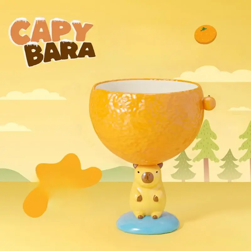 Sevimli Karikatür Kawaii Kapibara Su Şişesi Yunus Seramik Bardak Aile Çift Kupa Yüksek Ayaklı Fincan Kahve Süt Fincan