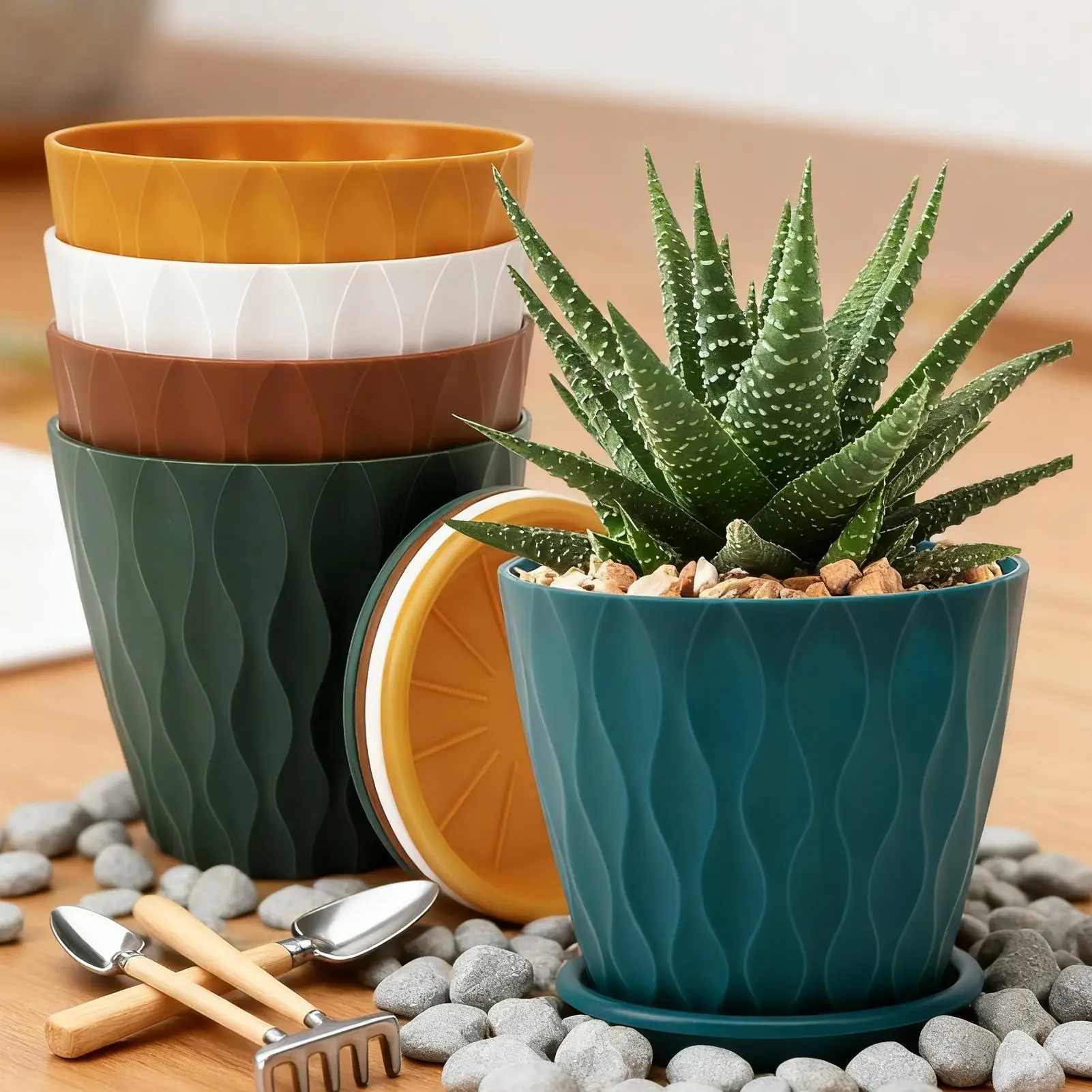 

5 шт., бытовые садовые кашпо, дренажные горшки с отверстиями, корзины для суккулентов, пластиковые дышащие цветочные горшки, аксессуары