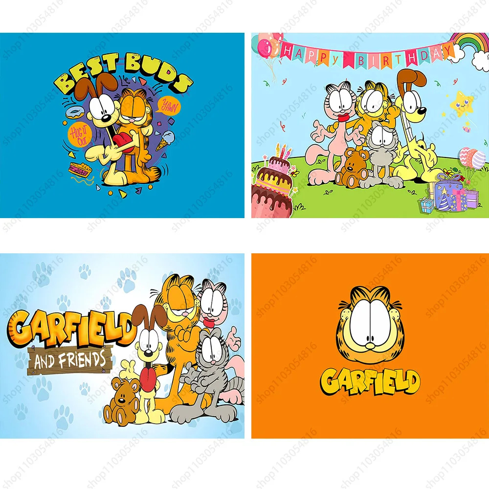 MINISO Garfield Cat Photography Backdrop Cute Theme For Kids Birthday Decoration Banner Custom Background Photo Studio