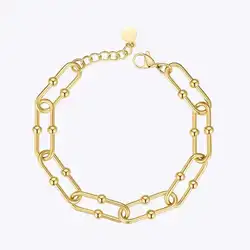 ENFASHION Geometric Bead Bracelet For Women Gold Color Pulseras Stainless Steel Bracelets Fashion Jewelry Friends Gift B202221
