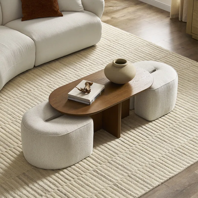 

AA Средневековый журнальный столик овального бревна, простой гостиной, креативный журнальный столик из цельного дерева, чайный столик, диван, табурет