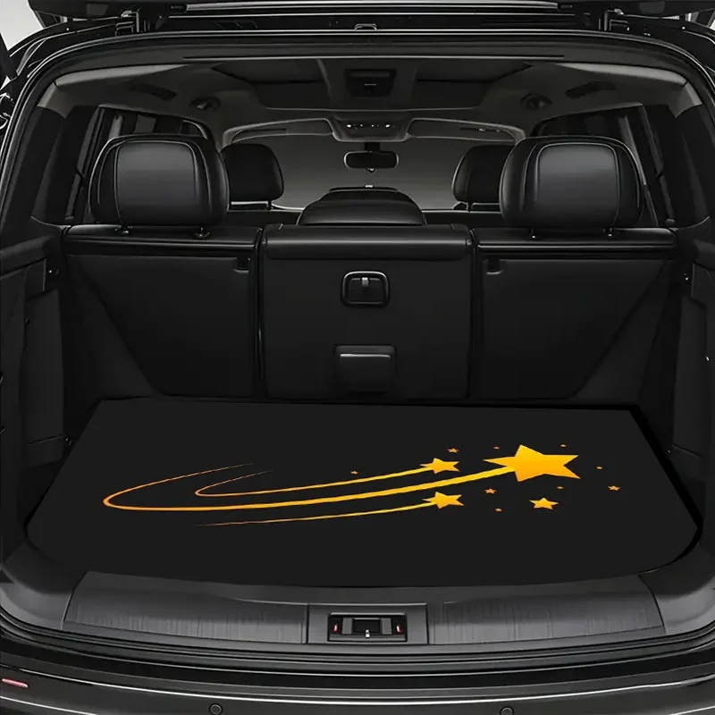 Car Mat, Single Piece, Made Of Polyester, Featuring A Yellow Star Design (Dynamic Shooting Star Pattern), Ideal For Protecting C