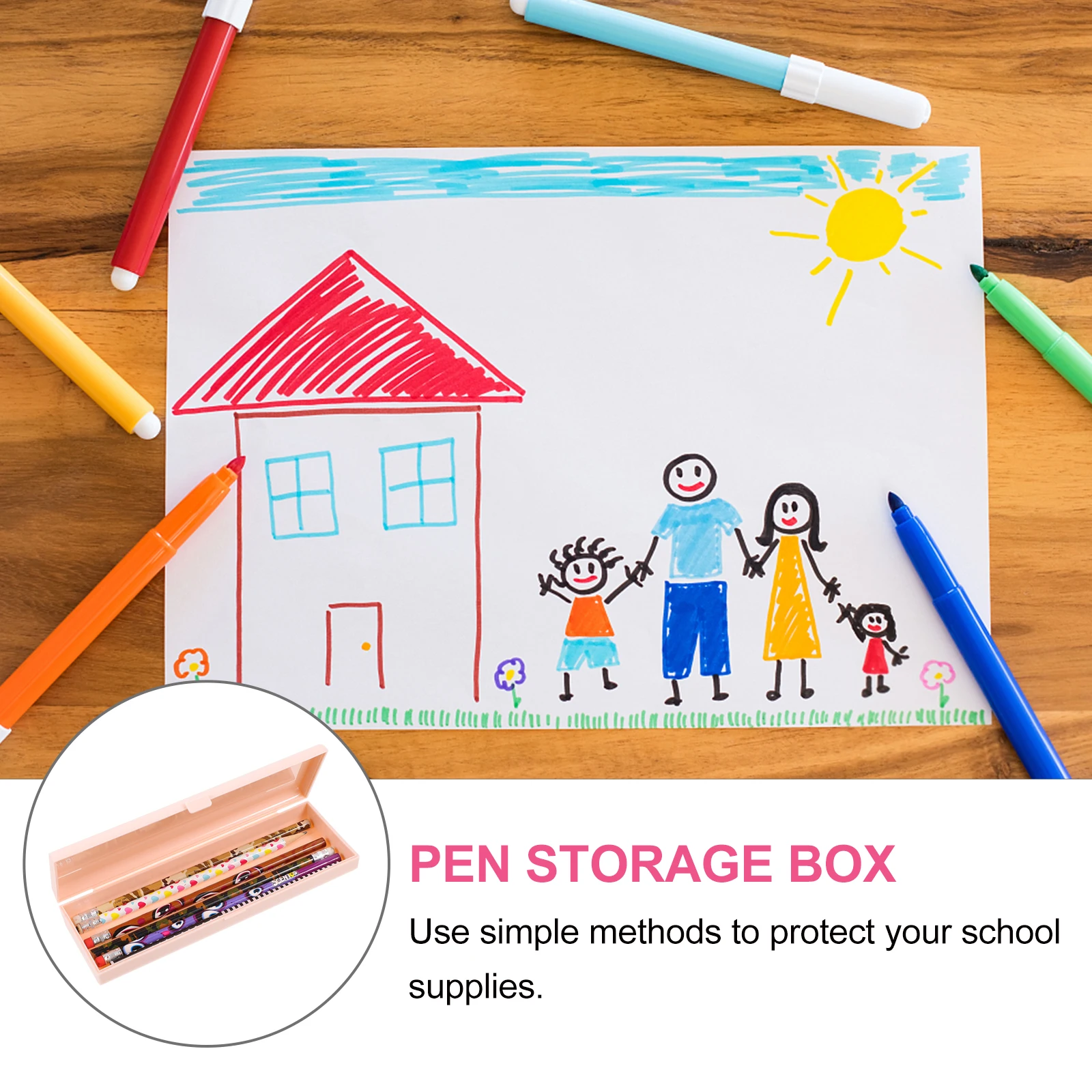

Plastic Stationery School Supply Pink Student School Supply Pencil Case Pen Storage Desk Organizer High Capacity