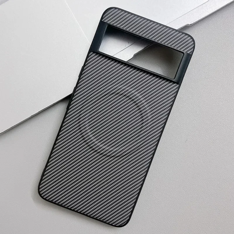 Textura de fibra carbono à prova de choque caso telefone para google pixel 9 xl 8 7 6 pro 5a magnético para magsafe carga sem fio capa