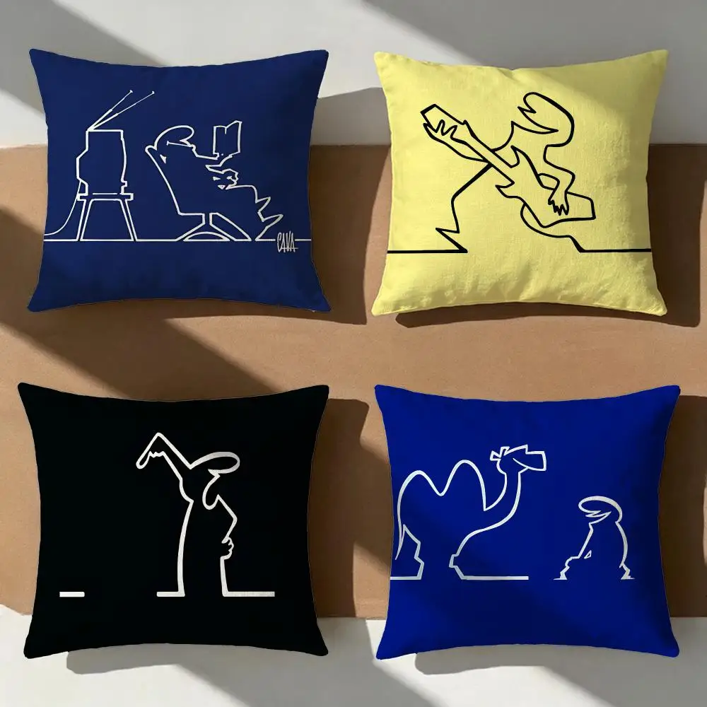 Anime La LineaS Cushion Cover Pillow Cover Nordic Minimalist Throw DoubleSided Print Cushion Case for Sofa Bedroom Decor