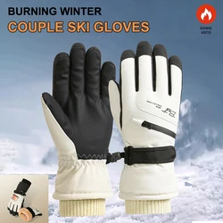 Gants de ski chauds d'hiver pour hommes et femmes, mitaines à écran tactile épaissi, imperméables, doux, sports d'équitation en plein air, gants de moto, 1 paire