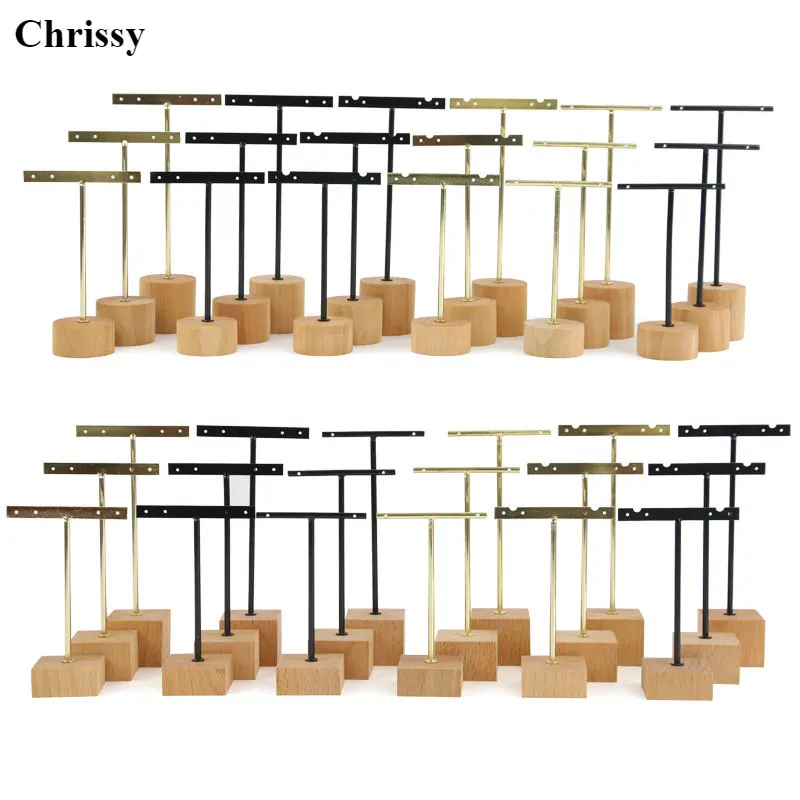 3pcs/lot Jewelry Display for earrings T-Bar Wooden Base Jewelry Display Rack Stand Holder Earrings Hanging Organizer Jewelry Set