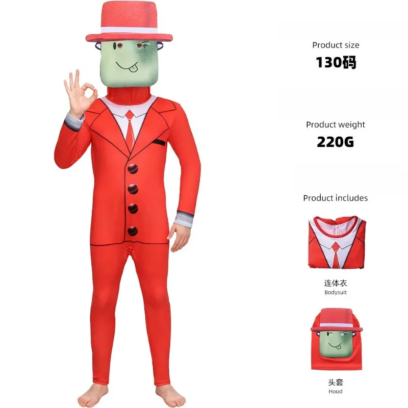 

Roblox Game Mr. Funny Children's Red Suit Jumpsuit with Hat Halloween Cosplay Party Costume Concierge Roblox Outfit