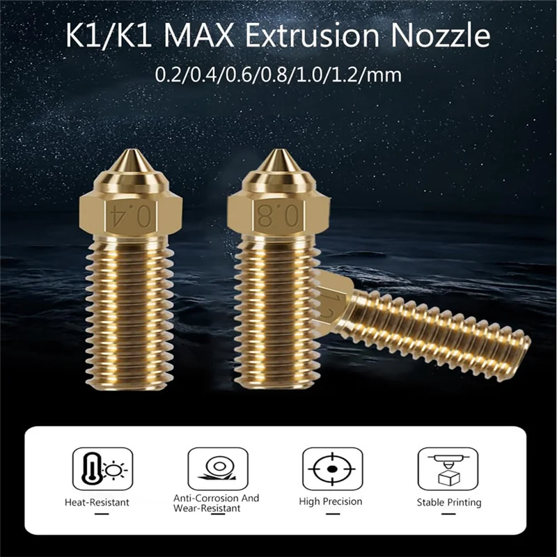 

Новый комплект насадок для экструдера 3D-принтера для K1/K1 Max, высокая температура и износостойкость, 10 шт., латунные насадки