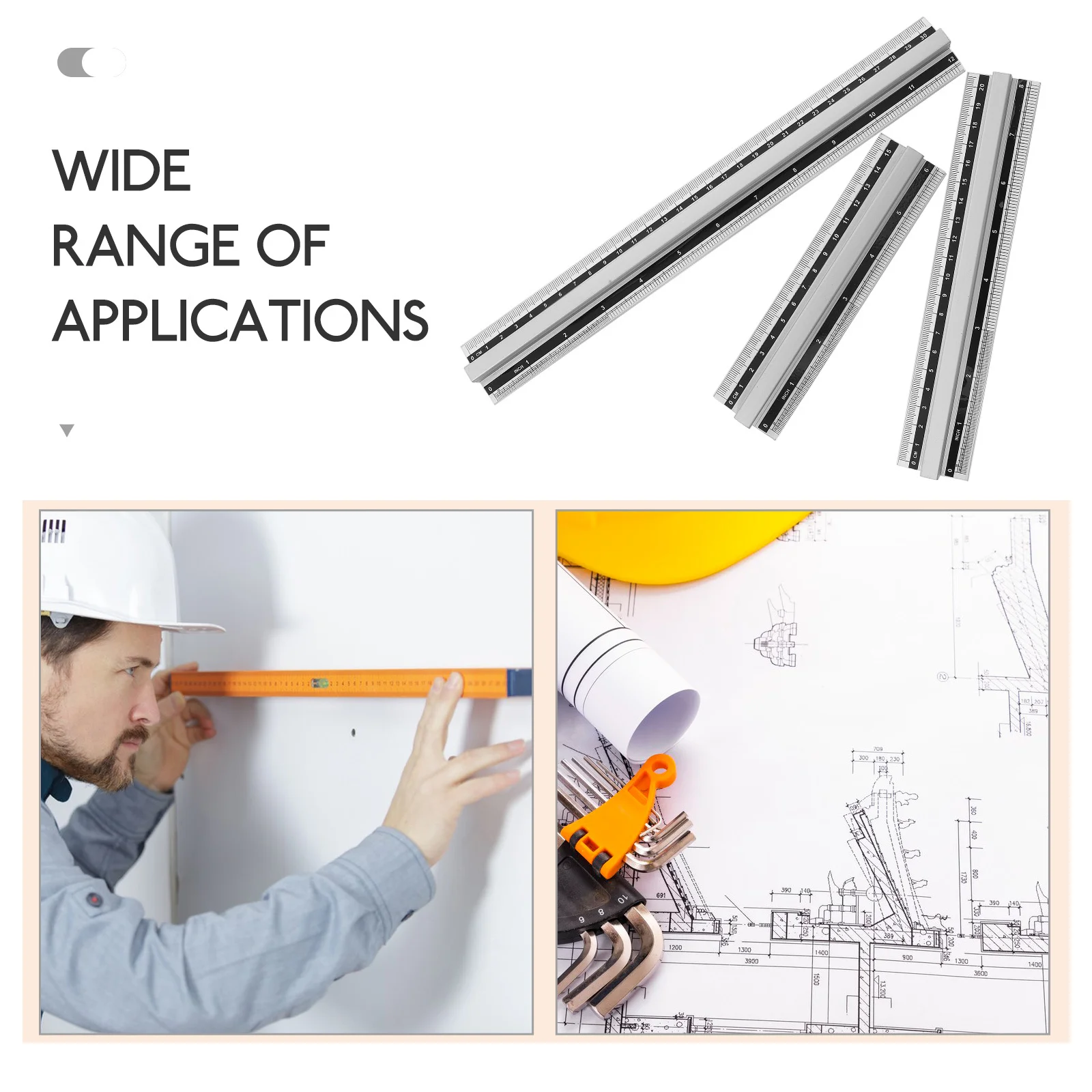 

3Pcs Aluminum Rulers Set Multi-Functional Measuring Tools for Students Artists DIY Enthusiasts Centimeters Inches Scale Drawing