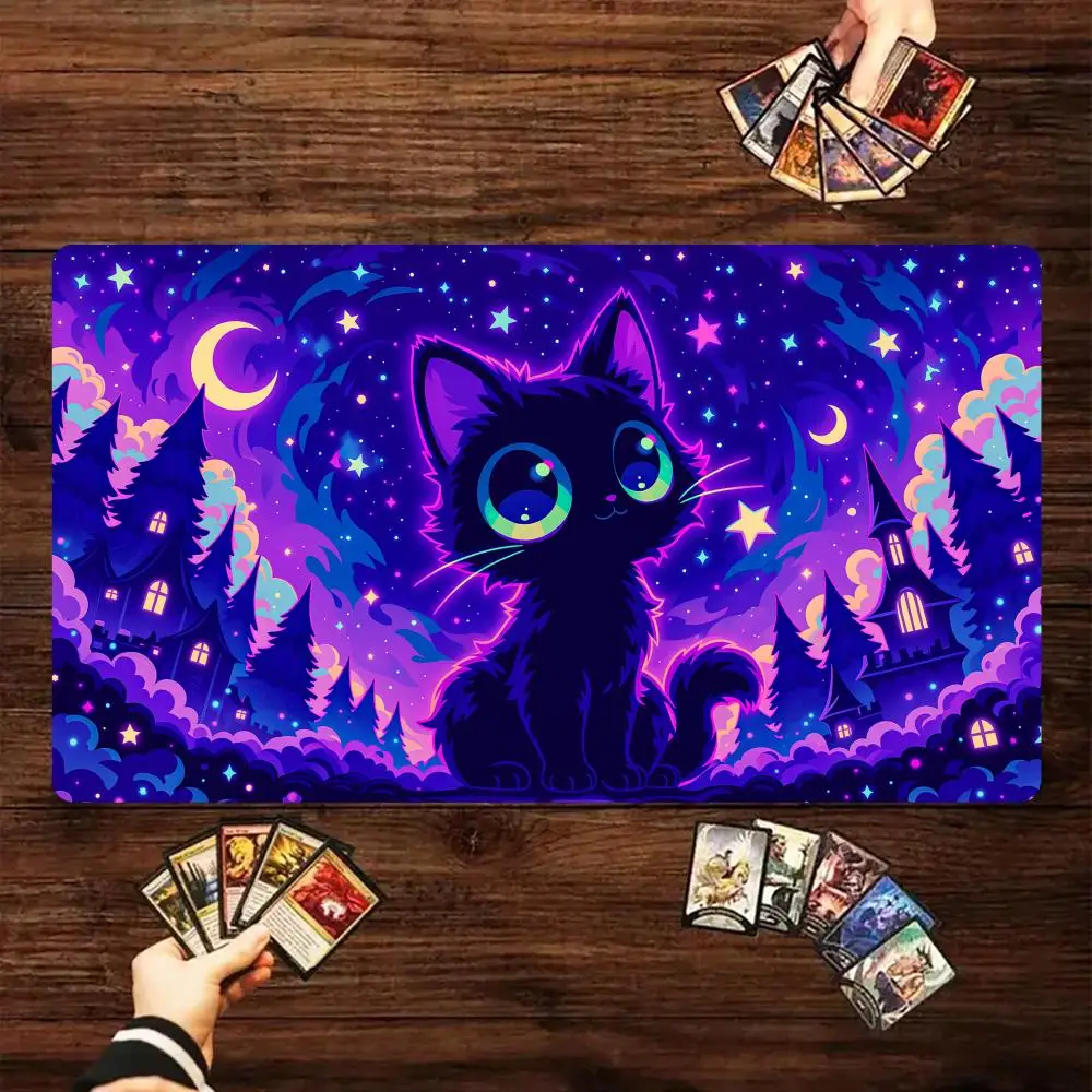 Starry Sky Castle Cat Magic Card Battle Mat TCG Playmat Anti-slip Base 35X60cm Gathering Gaming Mats Board Game Mat for TCG