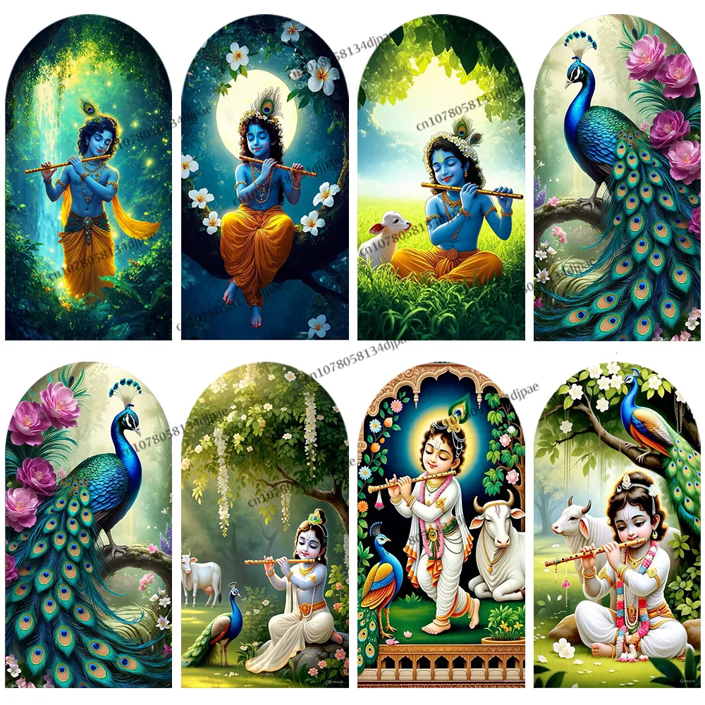 

India Yashoda Krishna Background Chiara Arch Cover Child Kid Birthday Party Backdrop Photography Decoration Peacock Baby Shower