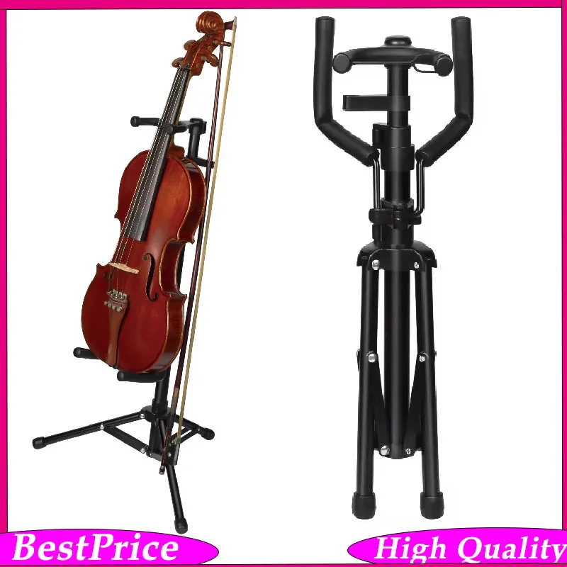 

Flanger Violin Stand FL-13D Looped Violin Metal Bracket Individual Bow Positions Black 3 Legged Support Stands Violin Parts