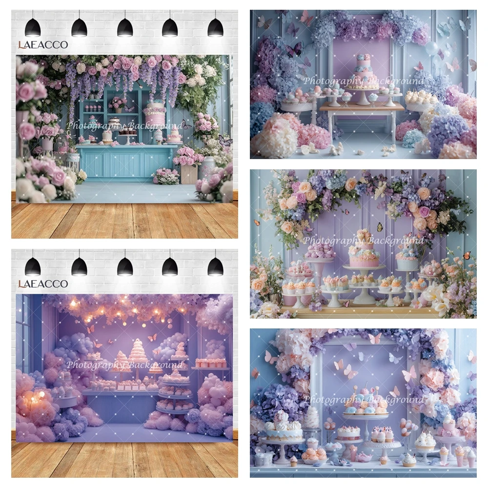 

Newborn Baby First Birthday Photography Backdrop Ice Cream Paper Cupcake Sweet Cake Smash Baby Shower Party Flower Background