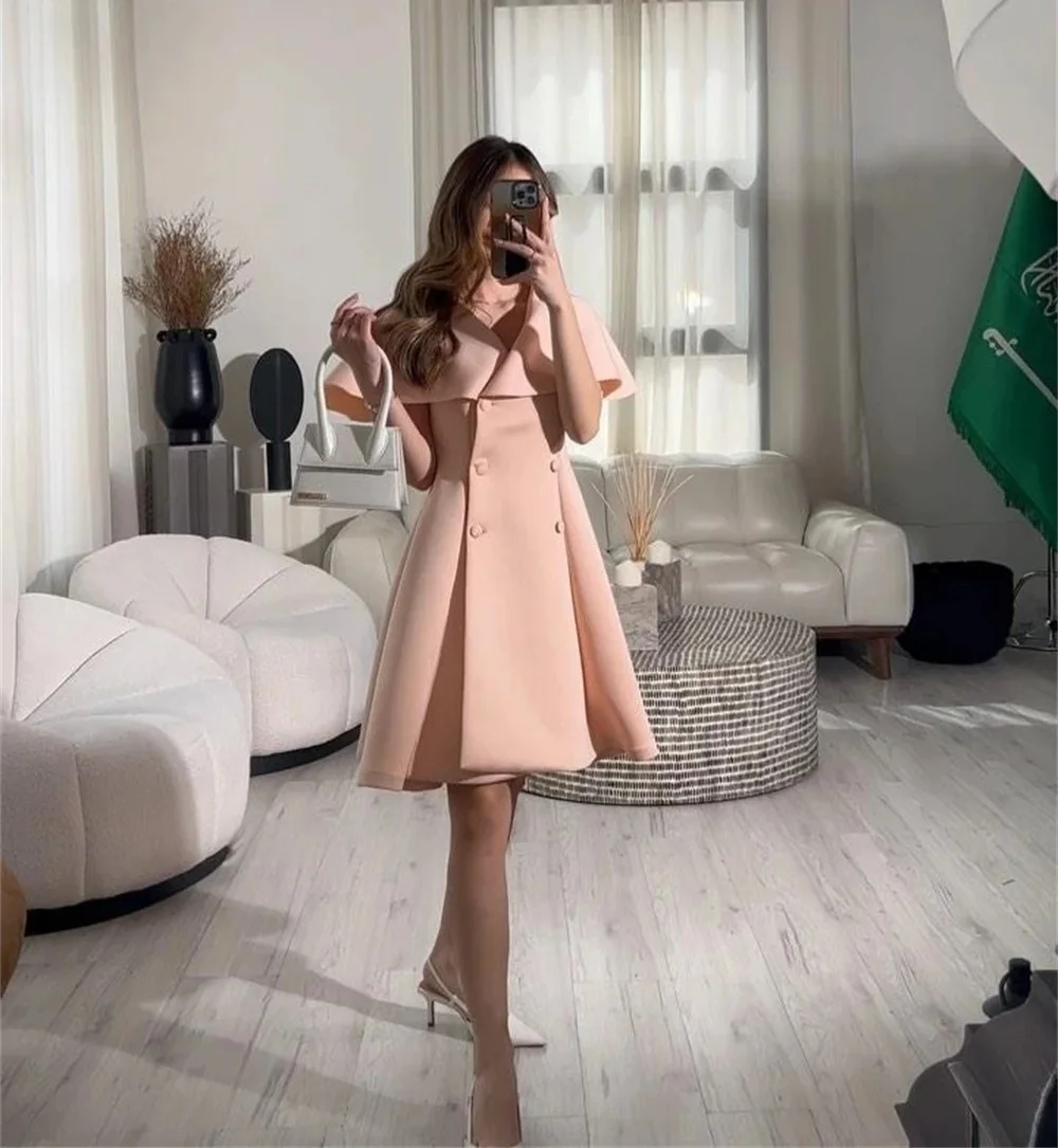 

Formal Knee Length Short Bespoke Occasion Gown Evening Dresses Pastrol Unisex Jersey Retro Dubai Saudi Arabic Prom Customized