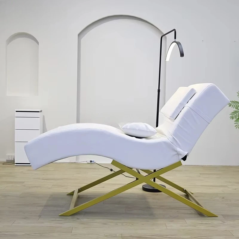 Adjustable Backrest Curved Eyelash Bed with Foldable Design for Spa