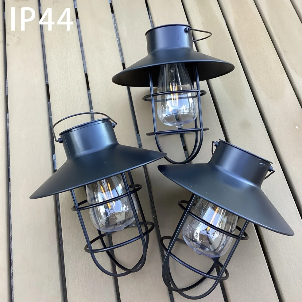 2 Stück Solar-LED-Vintage-Wolframlicht, Laterne im Retro-Stil, Hängelampe mit Blumenmotiv, Garten- und Balkon-Außendekoration IP44