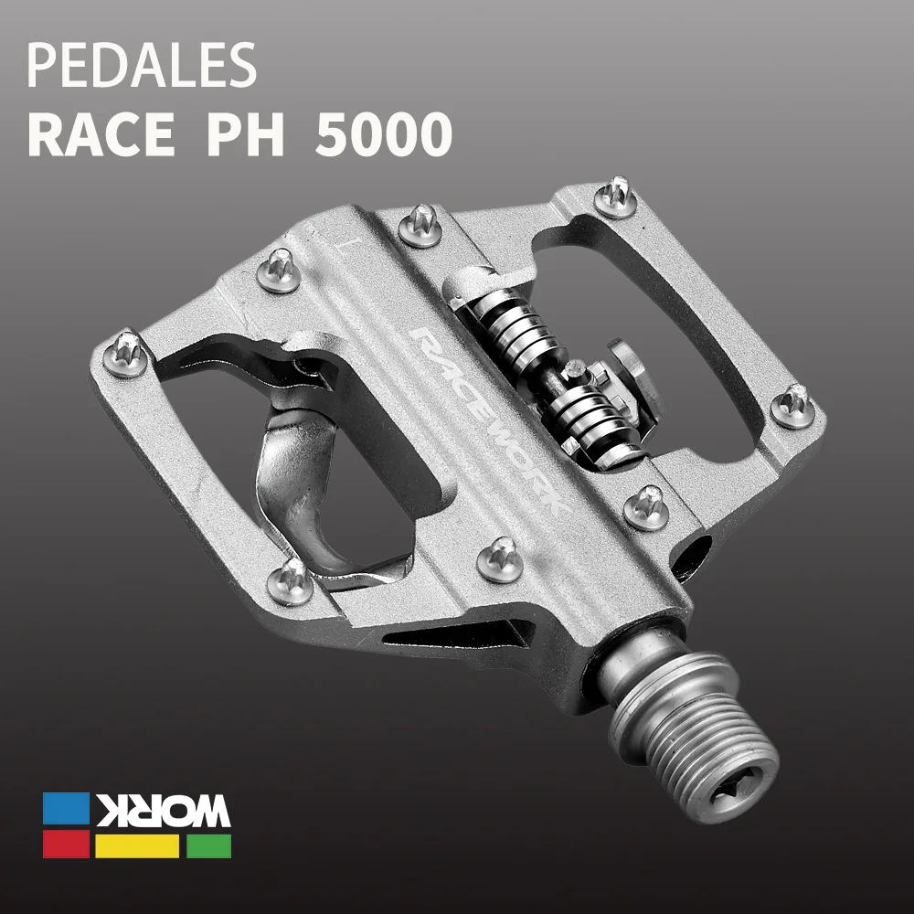 RACEWORK MTB Clipless Pedals Self-locking CNC Aluminum Alloy DU Bearing Double Flat Platform Mountain Bike Bicycle Pedal For SPD - view 5