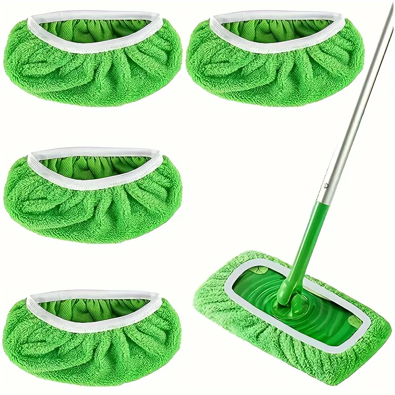 4pcs Reusable Microfiber Mop Pads - Super Absorbent, Washable and Durable Replacement Cloths for Flat Floor Mops - Easy to Clean