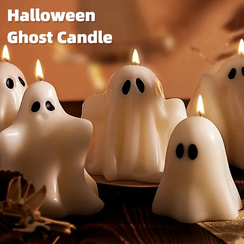 Handcrafted Halloween Ghost Candle Aromatherapy Smokeless Romantic Atmosphere Candle Styling Handmade Gift Festival Gift