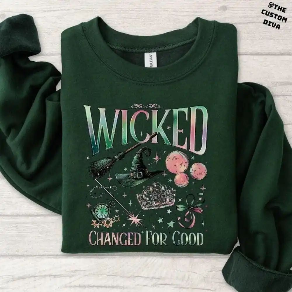 Wicked Changed for Good Sweatshirt Book Lover Gift Defy Gravity Sweatshirt Women Basic Tops Loose Vintage Fleece Sweatshirts