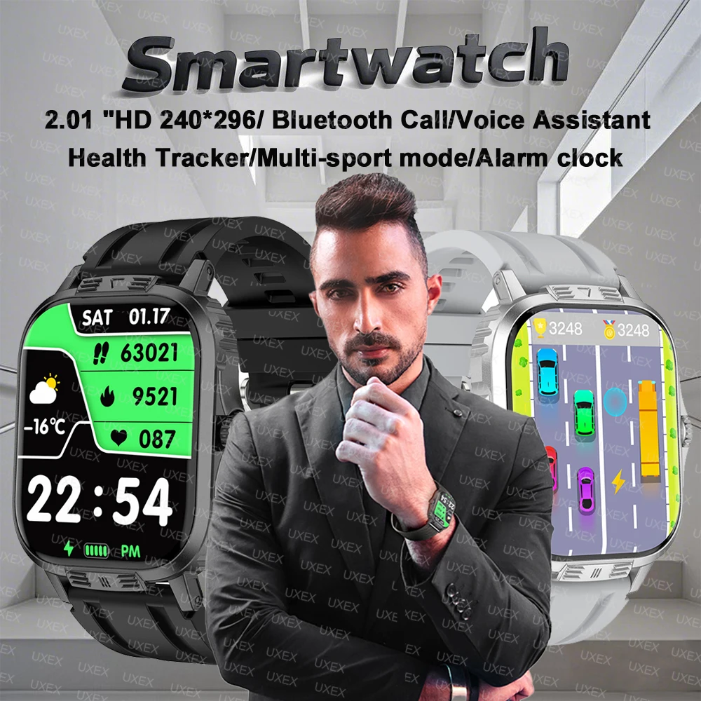 Businesst Smartwatch Man 2.01 HD Bluetooth Call Game Christmas Gift Health Tracker Clock Custom Photo Global Version Watch Sport
