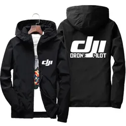 Men's hooded bomber DJI drone pilot casual thin jacket men's coat windproof sports coat large 7XL