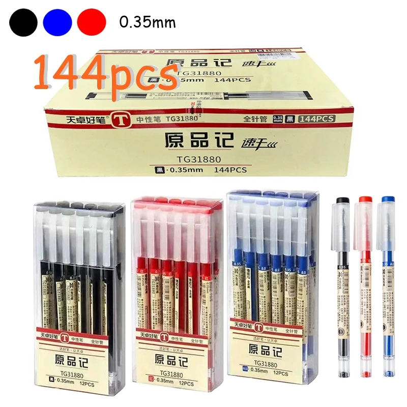 stylos-a-bille-en-gel-a-sechage-rapide-de-035-mm-144-pieces-encre-noire-et-bleue-pour-une-ecriture-fluide-marqueurs-pour-les-examens-des-etudiants-fournitures-de-bureau-quotidiennes