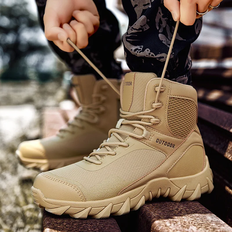 

Upgraded Tactics Combat Training Boots Male Outdoors Camping Anti-wear Rapid Response Hiking Shoes Fishing Hunting Sneakers Men