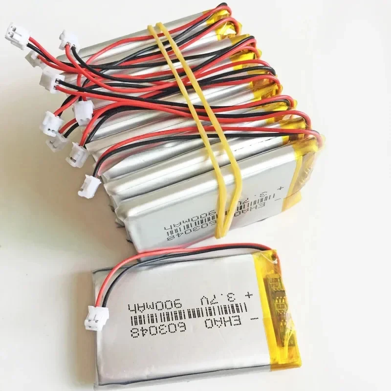 10 pcs 3.7V 900mAh LiPo Lithium Polymer Rechargeable Battery 603048   + JST 2pin Plug For Mp3 GPS Bluetooth Camera Speaker Recor