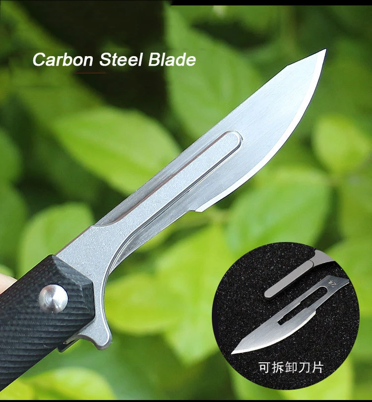 Mini G10 Handle Scalpel Fast Open Folding Knife  CNC Carbon Fiber Blade EDC Outdoor Unpacking Pocket Key Knife Self Defense Tool