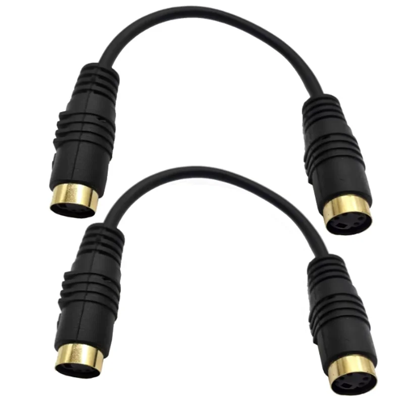 Mini DIN 4Pin S-Video 4 Terminal Female to Female Connector Stereo Audio Video Cable Adapter Coupler Cable 0.15m