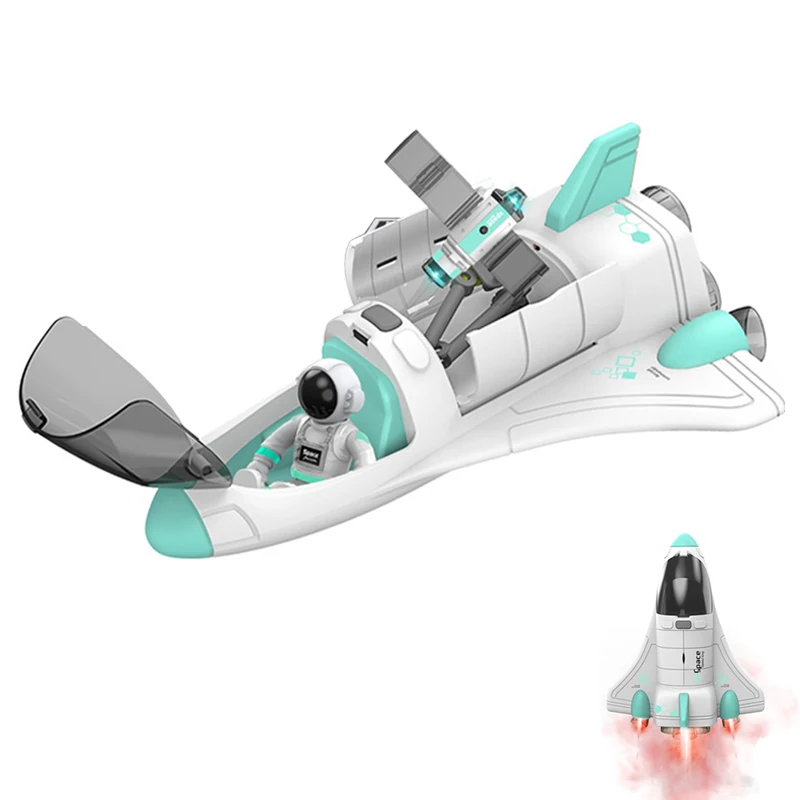 Acousto Optic Spray Space Rocket Toy Spaceship Astronaut Shuttle Space Station Rocket Aviation Model Education Toys Kids Gift