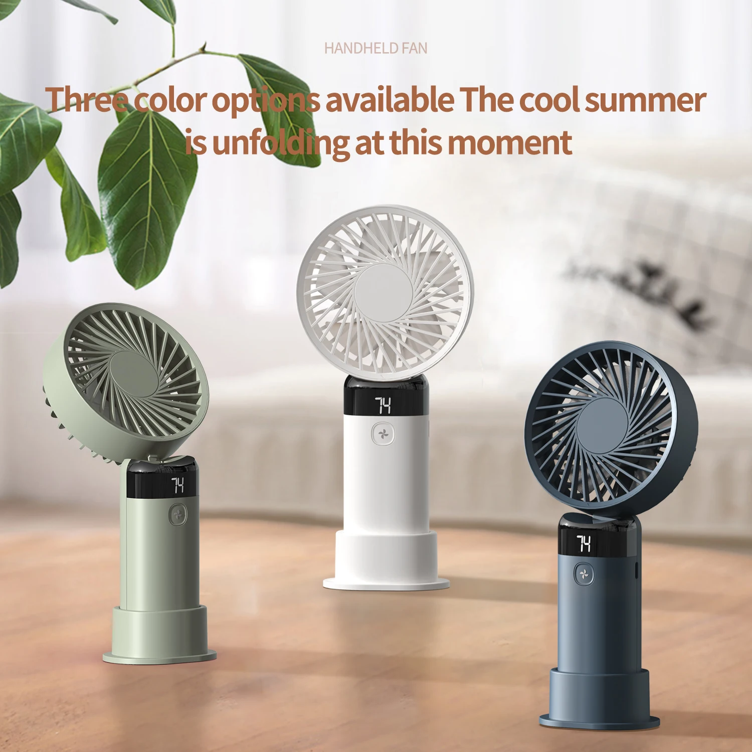 2024 New Rechargeable Handheld Fan with Adjustable Angle Lightweight Mini Fan Portable Air Conditioner with LED Display Screen