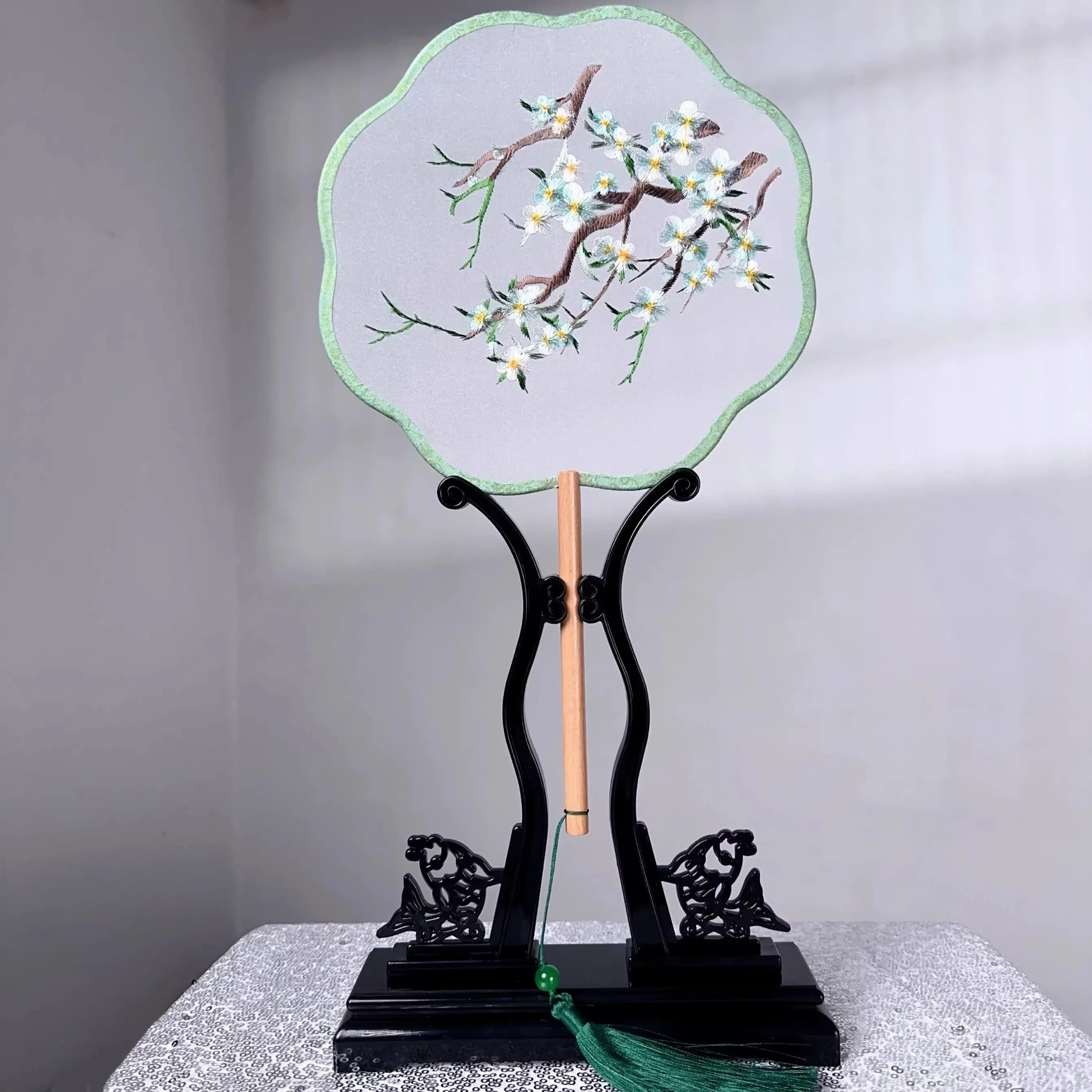 

Antique Style Double-Sided Embroidery round Fan Ancient Costume Summer Prop Gift Fan Traditional Artisanal Craft