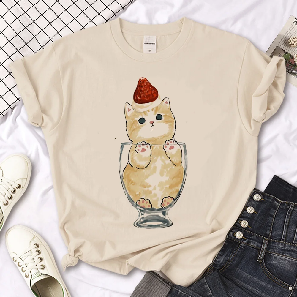 Cat Tee women comic harajuku t shirt girl designer manga funny clothes